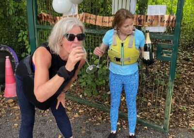 Mary D poses for a quirky pic. Champagne Cool Down with Karol